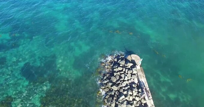Aerial view of seascape along the vast beach on the South Coast during summer
