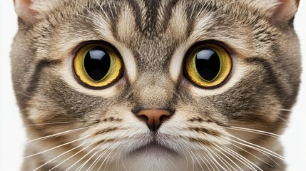 Naklejka premium Close-up of a Scottish Fold cat showcasing its distinctive folded ears and expressive eyes