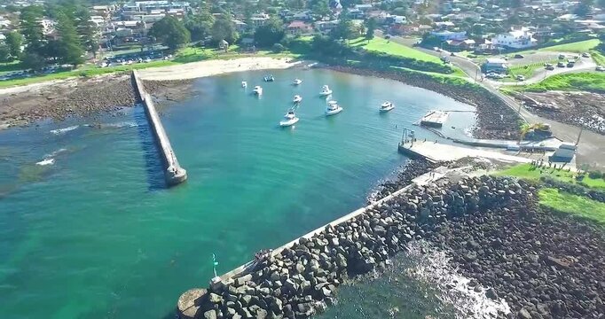 Aerial view of seascape along the vast beach on the South Coast during summer