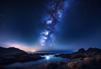 Fototapeta premium stunning view vast night sky achieved through stars milky way displaying stunning cosmic beauty wonderment, astronomy, celestial, constellations, galaxy