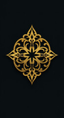 Golden ornamental design on black background