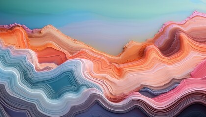 Fototapeta premium Layered Pastel Mineral Formations with Fluid Textures