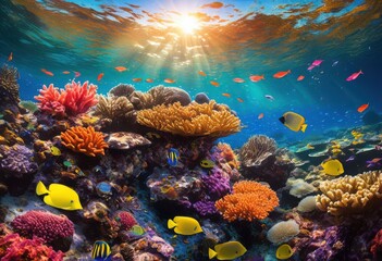 stunning close images vibrant coral reef ecosystem showcasing colorful marine rich detailed patterns exotic underwater environments, aquatic, aquarium, algae