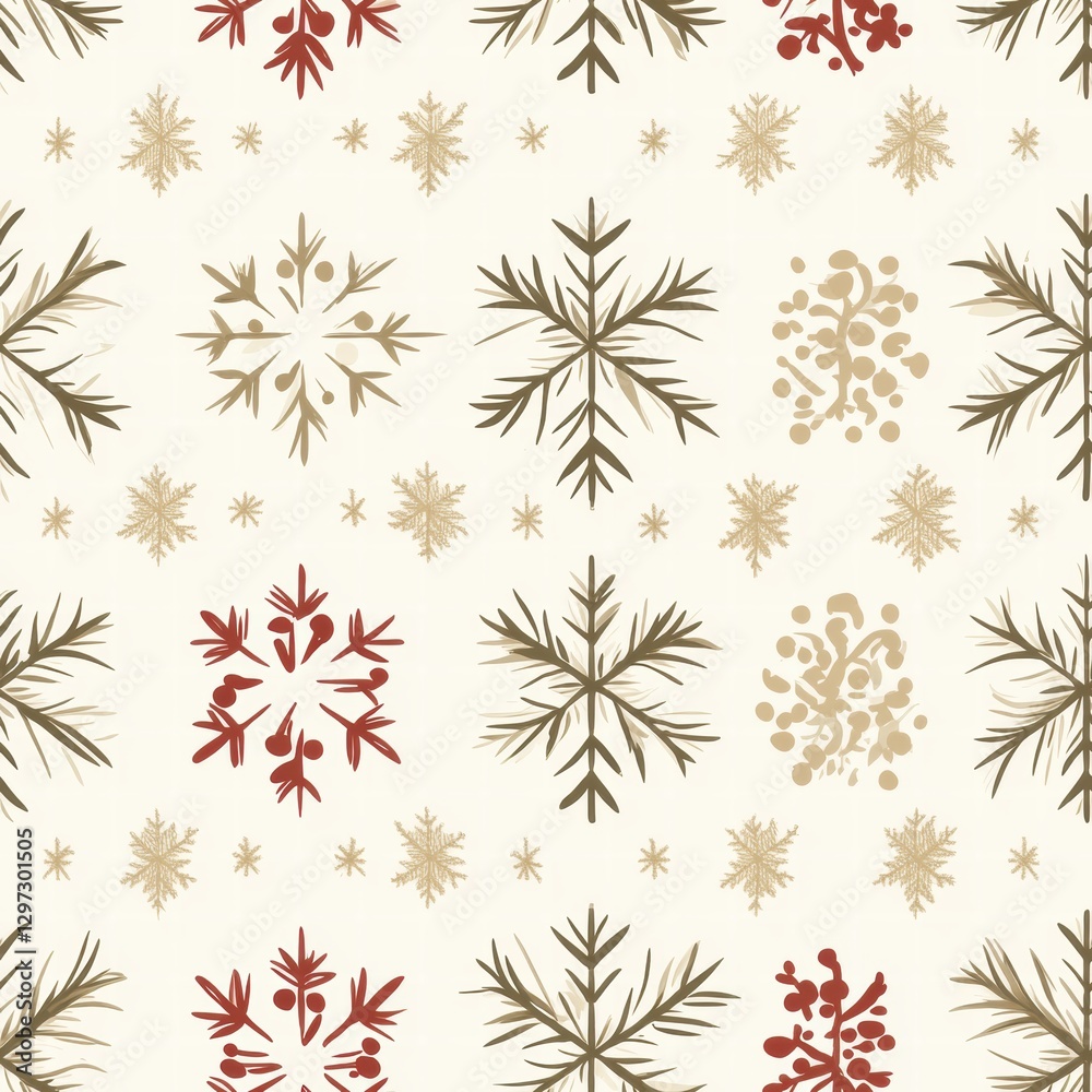 Poster patterns of winter flowers and snowflakes in muted colors create a cozy festive atmosphere for home 