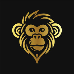 Modern Gold Monkey Emblem Silhouette
