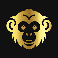 Stylish Gold Monkey Symbol Vector
