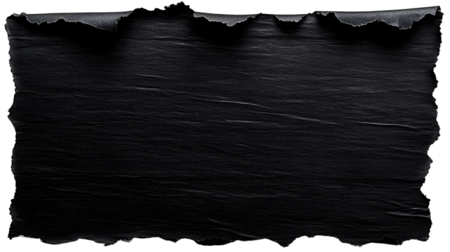 torn black pages with uneven texture edges. set of ripped black paper sheets png isolated on transparent background. document or newspaper mockup.
