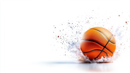 Fototapeta premium Basketball in motion isolated on white background splashing water effect. Generative AI