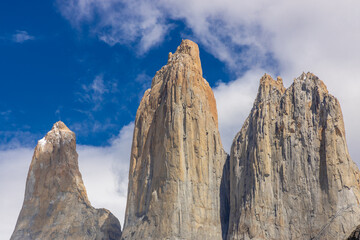 Torres del Paine tower mountain granite peaks in the Andes. Patagonia mountains beautiful landscape...