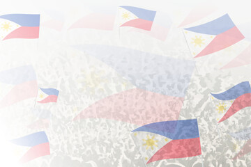Celebratory Crowd with Philippines Flags Background