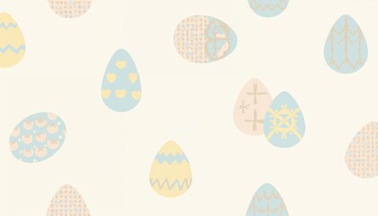 Geometric Easter Egg Pattern.A seamless design of eggs with simple shapes in soft yet vibrant pastels