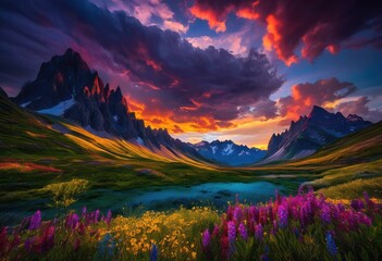 majestic mountain landscapes capturing beauty dramatic weather changes dramatic skies vivid natural colors, terrain, peaks, valleys, cliffs, horizons