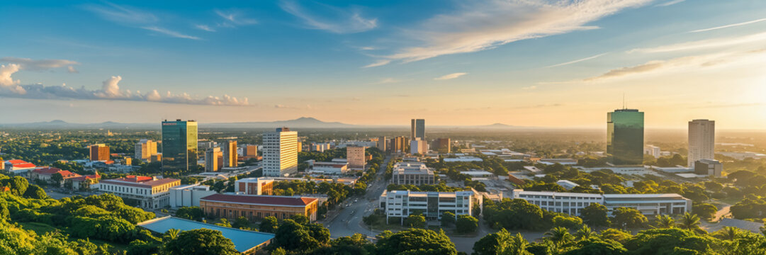 Fototapeta stunning panorama of the city of Yaounde, the capital of Cameroon, on a sunny summer day
