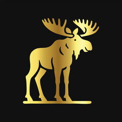Stylish Gold Moose Symbol Vector
