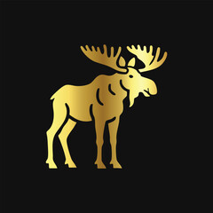 Gold Silhouette of a Moose Icon
