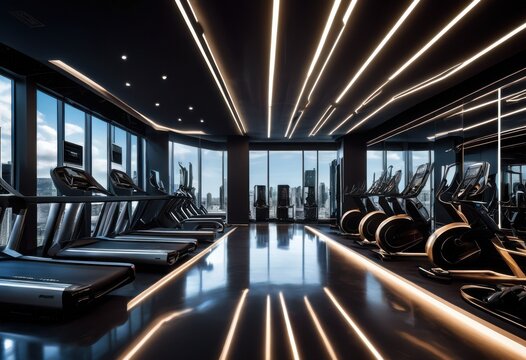dynamic workout equipment present sleek modern gym environment featuring cutting edge fitness solutions innovative exercise tools, weightlifting, cardio