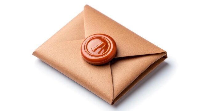 Folded letter with military insignia seal symbolizing honor isolated on white background. Generative AI