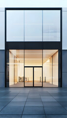 Empty modern retail store with a glass shop window, representing vacant commercial spaces  -