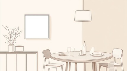 Obraz premium Simple Dining Room Interior Illustration