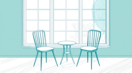 Fototapeta premium Interior room with chairs and table by window