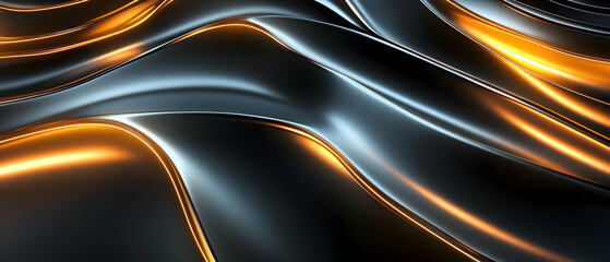 Futuristic abstract background with glowing neon and metallic textures  -