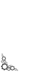 Gears of Different Sizes in the Bottom Corner Transparent Background Png Vertical Image. Gears Vector Clipart for Vertical Banner Design