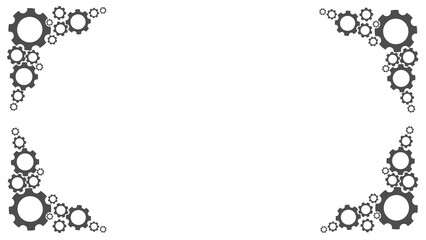 Vignette of various gears around the edges of the image. Mechanical Cogs Transparent Background for Design