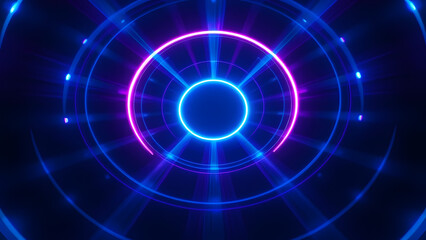 Obraz premium Glowing blue spiral digital radar with abstract energy pattern in space