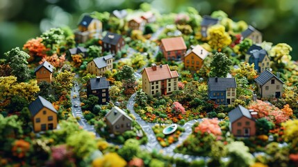 Sketch outlines a sustainable residential area with green spaces, pathways, and eco-friendly homes to promote community living