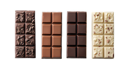Chocolate bars isolated on white background