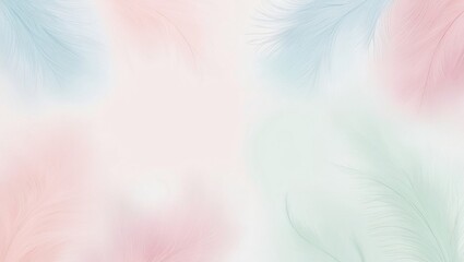 Gentle and soft colorful feathers in pastel shades create an artistic dreamy background.