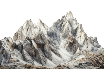 Rocky mountain peaks isolated. A rugged and sharp mountain range with textured stone and dry vegetation, creating a dramatic and natural landscape. AI generated.  .