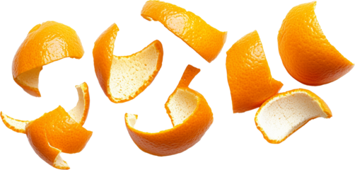 Dry peel of orange, isolated on transparent background