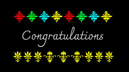 congratulations card with colourful ornaments