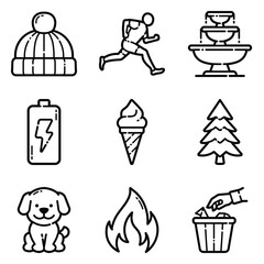 Park Flat Icon Set Isolated On White Background