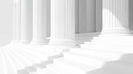 White Classical Pillars in Bright, Minimalist Architecture