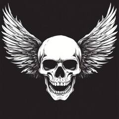 Fototapeta premium Skull and wings illustration