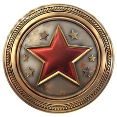 3D Award Badge with Star on Transparent Background