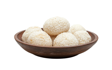 Ring-Shaped Sel Roti, a Nepalese Rice Doughnut on Decorative Plate Isolated on transparent background.