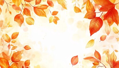 Autumn leaves border on white background