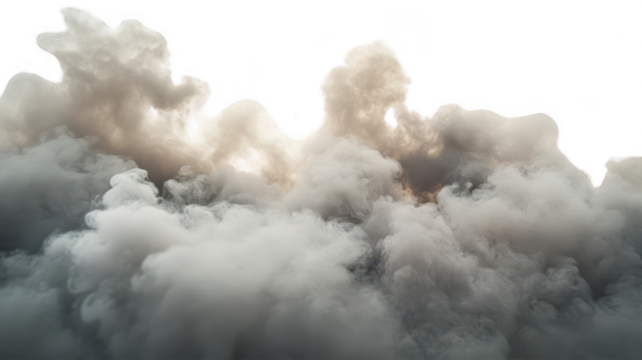 Set of smoke png mockup in 3d without background for bad pollution decoration.