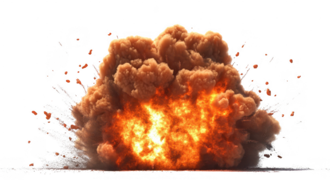 Explosion bomb transparent sample mockup isolated png with no background.