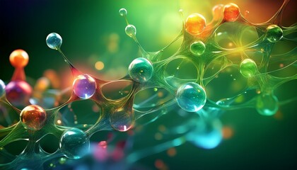 close up of molecular structure cells background, health and science concept