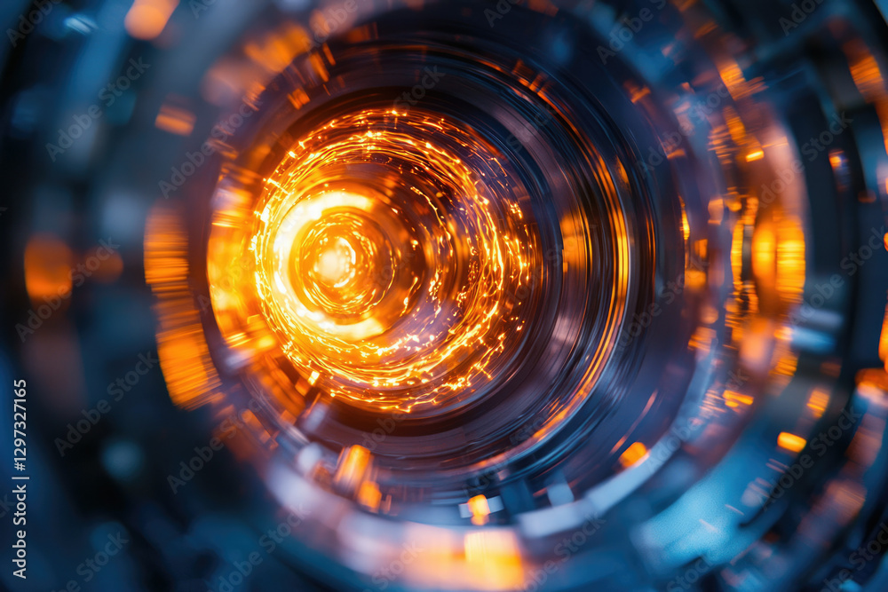 Aufkleber a mesmerizing swirling vortex of vibrant orange and blue light, creating a futuristic and abstract v