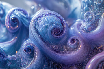 Abstract swirling blue and purple fluid art, mesmerizing patterns and textures.
