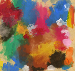 gouache palette on craft paper, brush strokes, abstract background, color house
