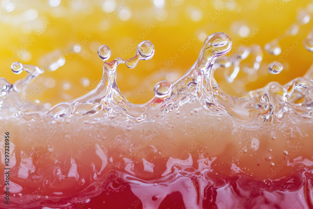 Poster water splash in vibrant orange and red liquid, creating a dynamic and visually appealing scene.