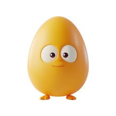 3D Cute Egg with Eyes on Transparent Background
