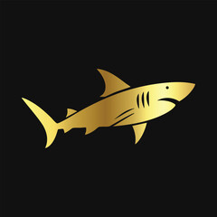 Premium Gold Shark Drawing
