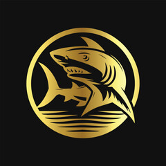 Minimalist Gold Shark Silhouette Vector
